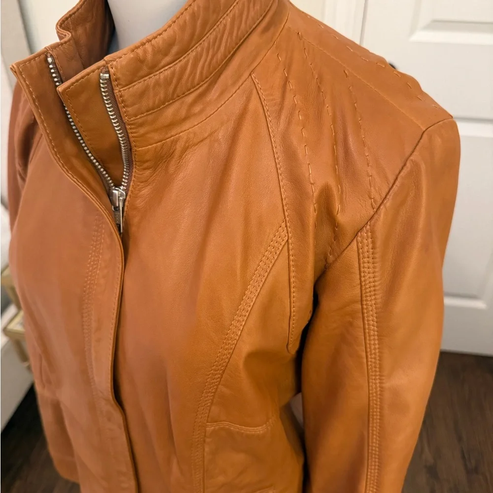 Quince Camel Leather Jacket - Picture 5 of 9